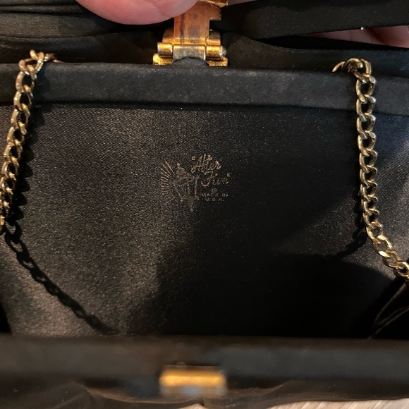 Vintage After Five Black Evening Bag Clutch Purse w/ Satin Lining + Blac… - Picture 4 of 8